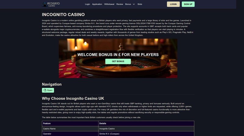 What Makes Incognito Casino Stand Out